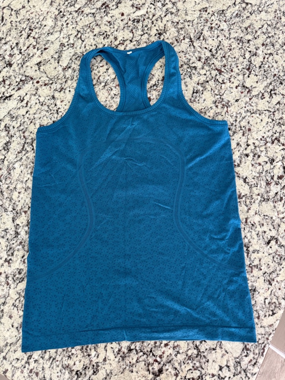 Swiftly Tech Blue Racerback Athletic Tank Top hip-length